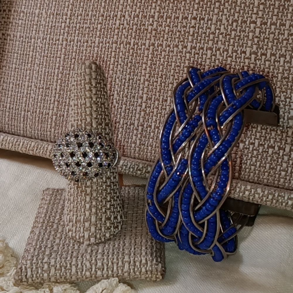 Blue Bundle Ring Sz 9 Bracelet Adjustable